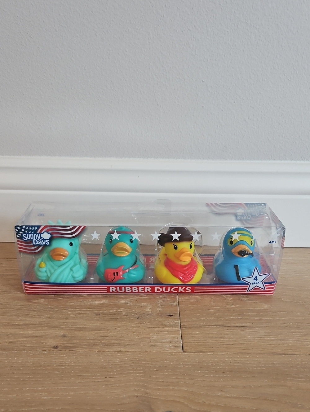 4-Pack Rubber Ducks - Blue, Teal, Yellow, Aqua